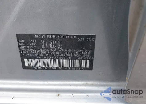 2017 Subaru Impreza 2.0I Premium from USA, damaged, VIN 4S3GKAD6XH3614545